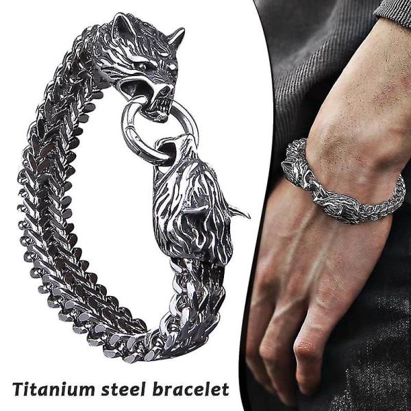 Share Viking Armbånd - Fenrir Hode - Unisex Rustfritt Stål