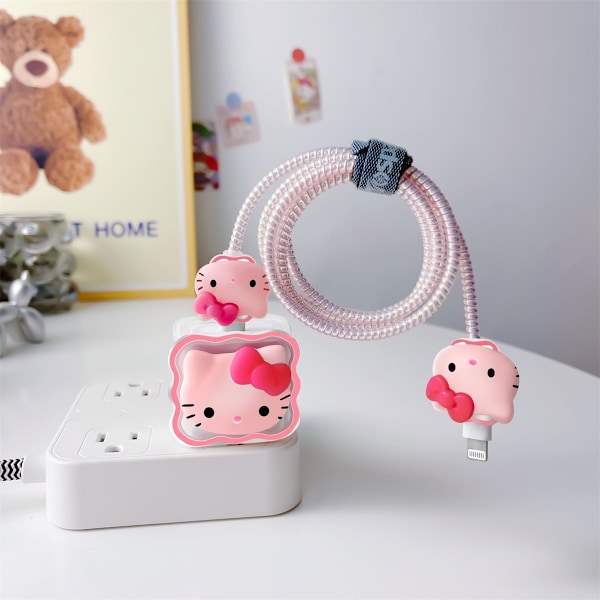 DIY Kabelbeskytter Oplader Ledningsbeskytter - Datakabel 18W/20W USB-C Oplader Ledningsbeskytter - Kompatibel med iPhone 11 12 13 14 15 Pro Max (01 Pink)