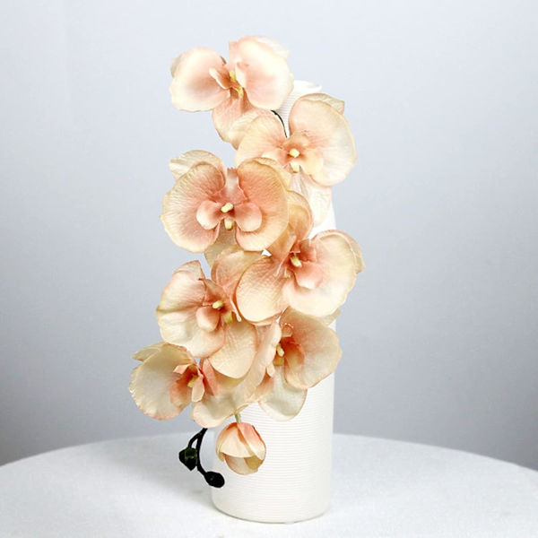(Champagne) 4 st Silk Konstgjorda Orkidéblommor Stjälkar, 8 Huvuden Faux Phalaenopsis Blommor Grenar 27,5'' Konstgjorda Blommor