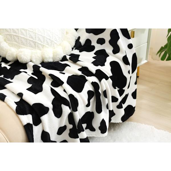 130x150cm Ko-mønstret Flannel Fleece Tæppe til Sofa Soveværelse Stol Letvægts Dyreprint Sof