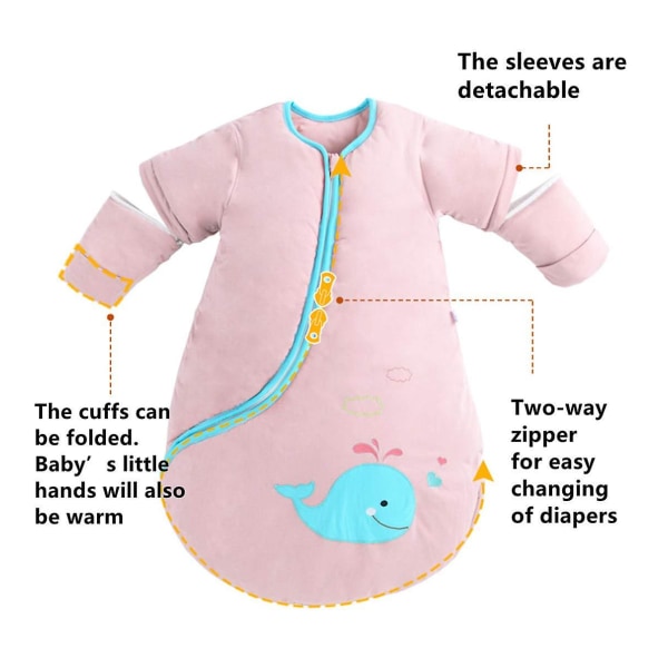Pink babysovepose vinterpolstret med aftagelige ærmer
