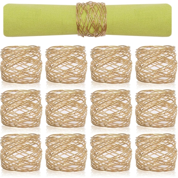 12-pack Servett Ringar, Nätdesign, Bordsservett Hållare, Klassisk Vardaglig Användning, Thanksgiving, Jul, Servett Ringar Spännen, F