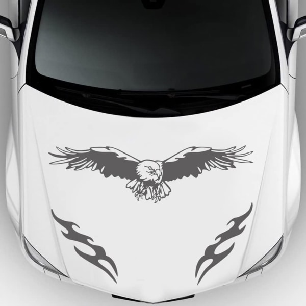 (Grå）Klistermärke för bilhuv, 3 delar dekorativa klistermärken för bil Eagle Fi