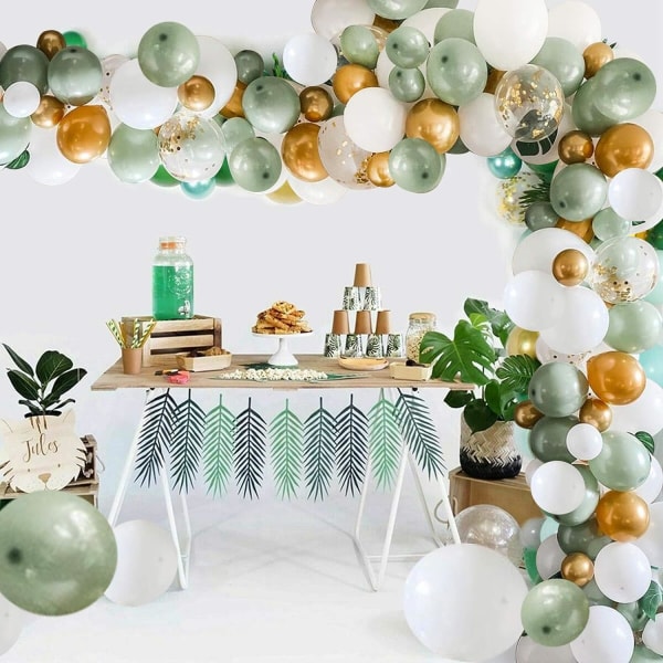 152 kpl Oliivinvihreä Balloons Arch Garland Kit - valkoinen oliivi