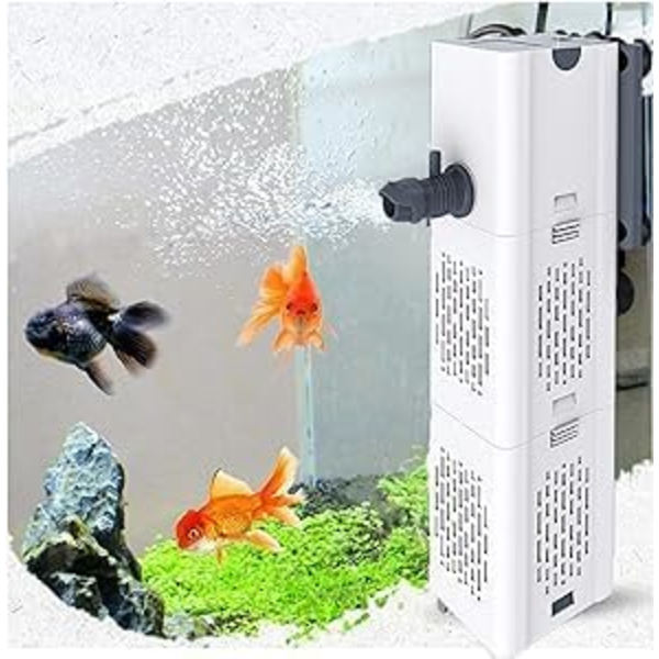 Ultra stille 4 i 1 akvarie indvendige filter, Multifunktion akvarie filter, 500-1800 l/h, Med 2 fil