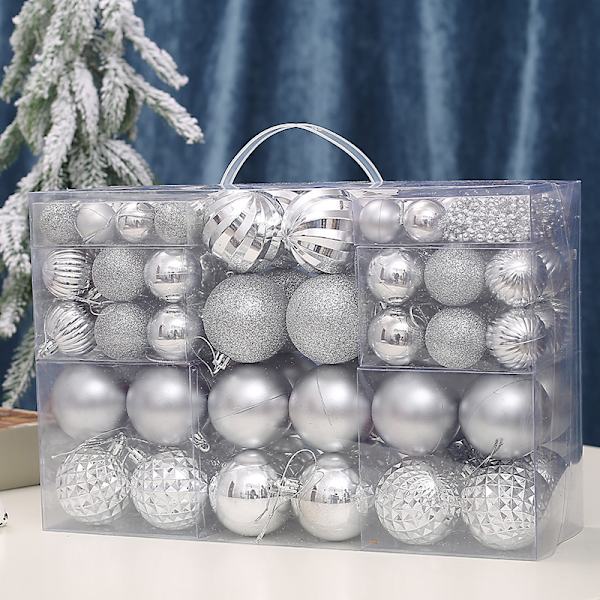 Set med 93 silver julgranskulor robusta plast juldekoration