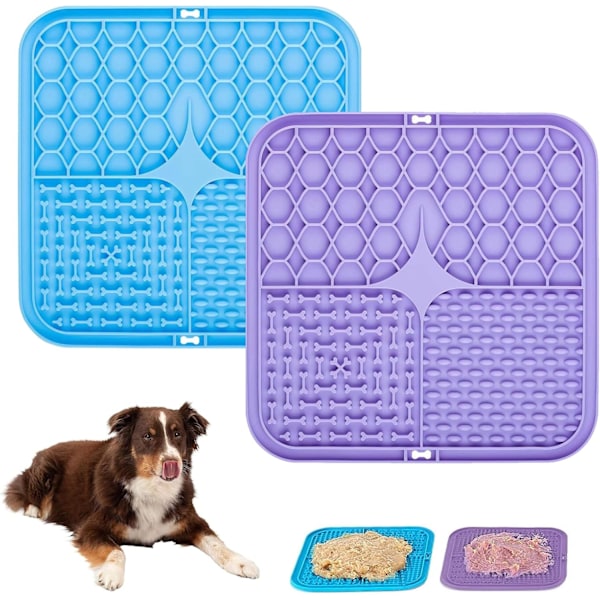 Pakke med slikkeplade til hund med sugekopper, lindrer angst, anti-gluttony skål, let at rengøre, til hundebadning, hundepleje