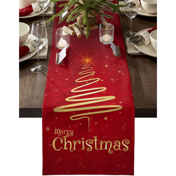 33×230×1cm Bordløbere Glædelig Jul Træ, Bryllup/Kaffe Løber, Landlig Stil Linned Klud til Spisning Ferie Pa