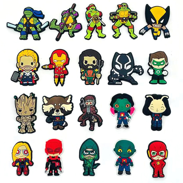 Sko Charms 20stk Marvel Super Heroes Series Hull Sko Blomster De