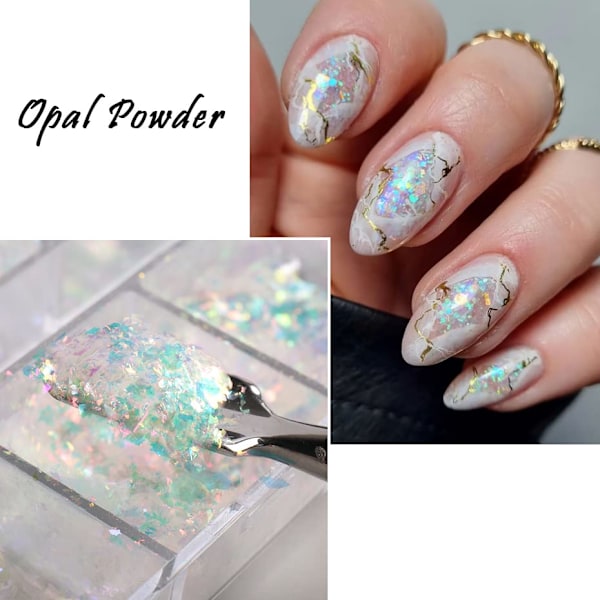 Holografiskt Nagelkonst Glitter Iridescent Flakes Nagelfolie 12 Rutor Sjöjungfru Ljus Färgglad Stjärna Gradient Is Slag Nagel Se