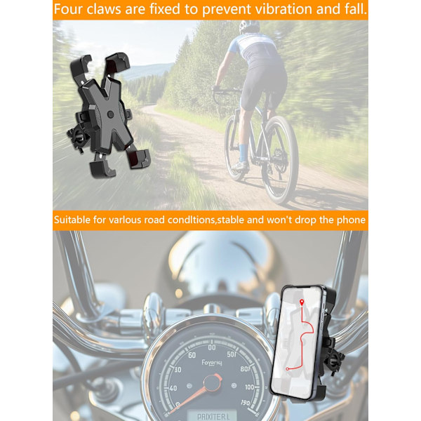 2025 Uppgraderad Telefonhållare för Cykel, [1s Auto Lås] Motorcykel Telefonfäste, Cykel Telefonhållare, Tillbehör för Dirt Bike, Presenter till Män och Mer 4.8-6.8 tum C