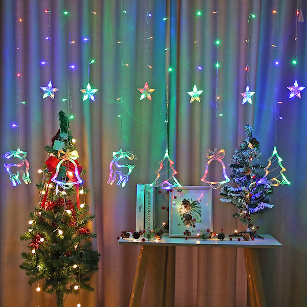 LED julevindulys (farget) med fjernkontroll 8 lysmoduser, batteridrevet, vanntett