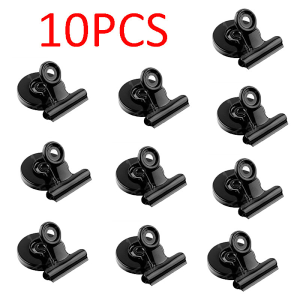 (Sort) 10-pak magnetiske clips til køleskab, køleskabsmagnet clips magnetiske clips heavy duty