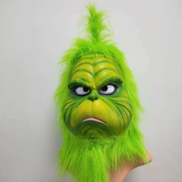 (Söt grön) Grinchmask julmask för vuxna, rolig grön mask