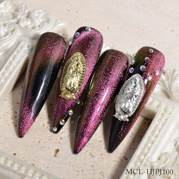 20 st 3D Präglade Jungfru Maria Nagelcharms, Virgen De Guadalupe Diamanter Nagelkonst Charms, Nagelkonst Tillbehör för DIY Na