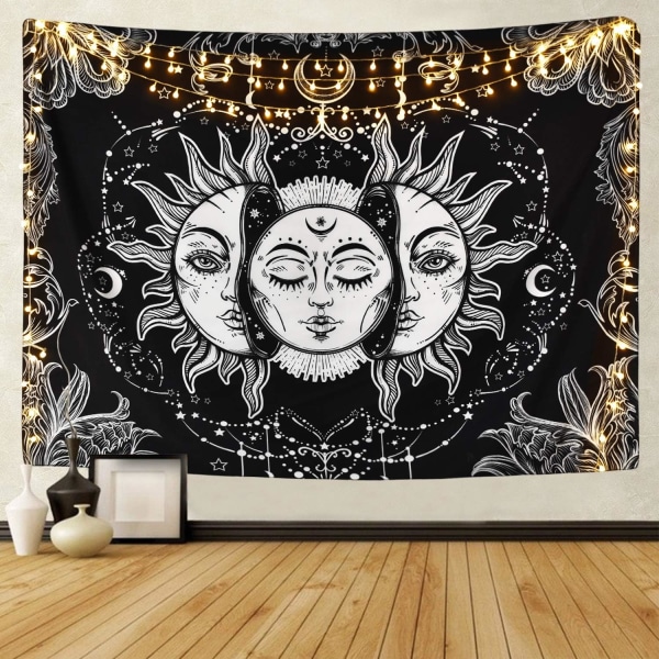Aurinko ja kuu Tapestry Burning Sun Star Tapestry Psyched