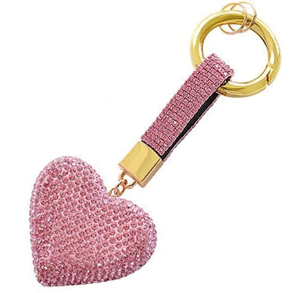 (130×40×10) Nøgleringe Hjerteformet Glitter Krystal Nøgleringe Lædertaske Bling Krystal Nøglering Charm Til Kvinder