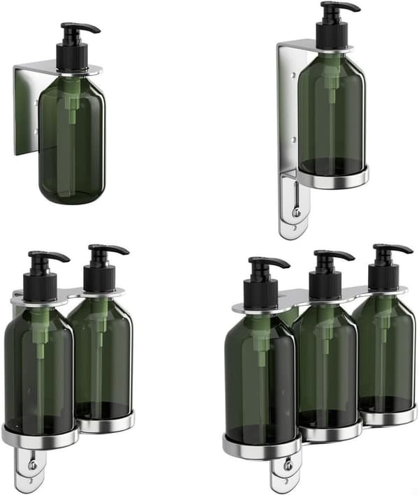 Set med 3 tomma påfyllningsbara tvålpumpar i plast, grön