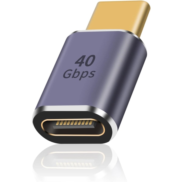 40 Gbps USB C-adapter, USB-han til USB C-hun-adapter understøtter 8K@60Hz og 100 W hurtigopladning, komp