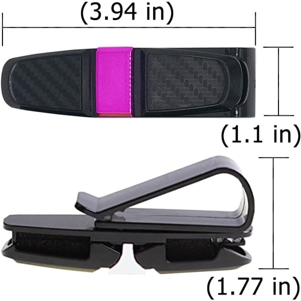 Pakke Bil Solskærm Dobbelt Solbrilleholder, Bilbrilleholder med Clips til Opbevaring af Solbriller Billetkort - Sort + Sølv, Pink, Guld