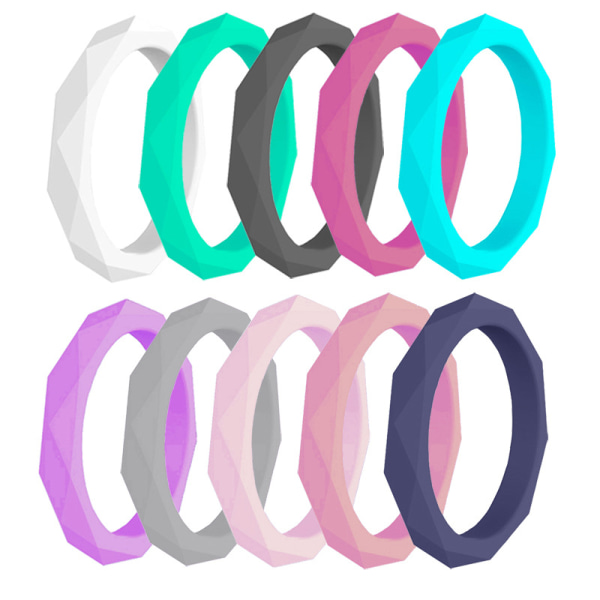 (10 Pack(10 Pack, Size 7) Outdoor Sports Silicone Ring, Geometric