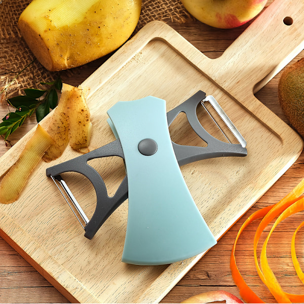 Blå Grønnsaksskreller - Tomatskreller, Rustfritt Stål Serratert Grønnsaksskreller, Ergonomisk Håndtak, Sklisikker, Universal Skreller for Frukt, Potet, Gulrot