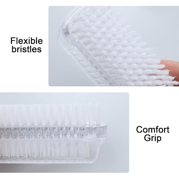 2-pack Vit Dubbelsidig Nagelborste, Handnagelborste, Nagelrengöringsborste, för Daglig Nagelrengöring (Vit)