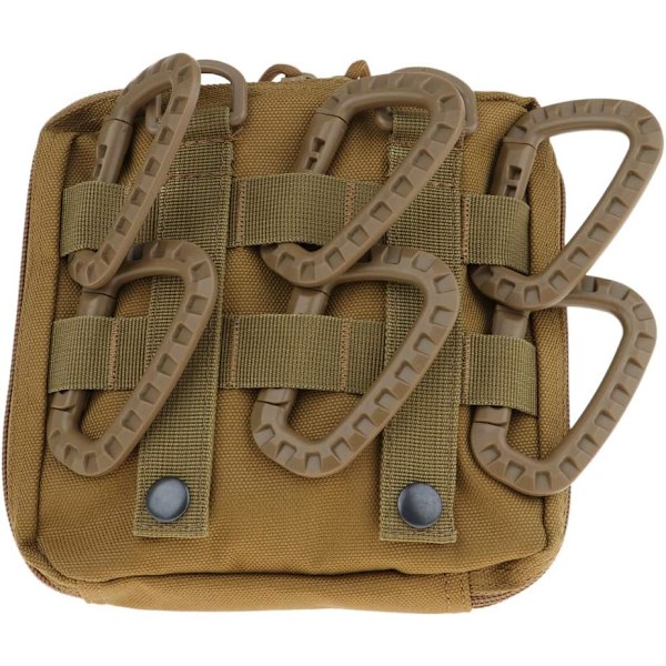 (Khaki, 8,5x5,6CM) 6 stk. karabinhage til rygsæk, multifunktionelt campingflaske tilbehør