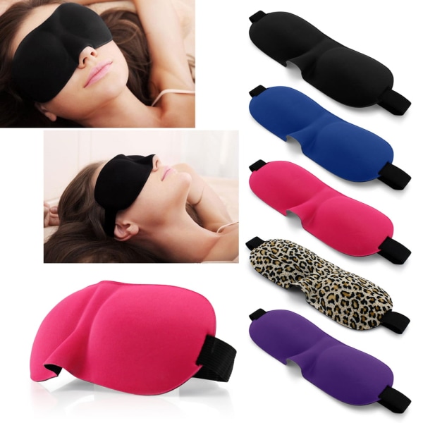 3D Soft Eye Sleep Mask Polstret deksel Travel Relax Sleeping Bl