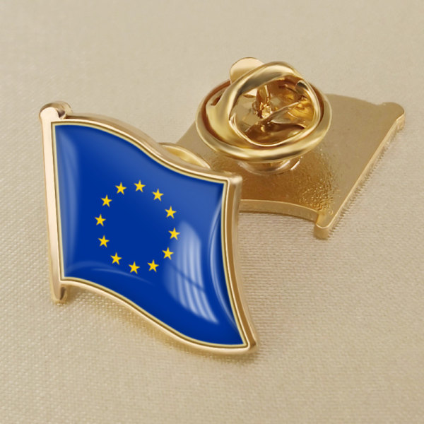 (A) 1 stk EU Flag Badge Metal Badge Pin Broche Europæisk