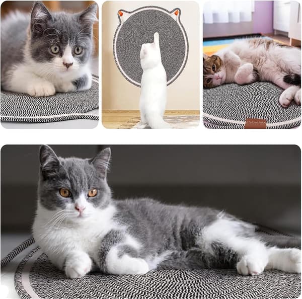 16\" Kattekloringsmatte, Rund Kloringsmatte med Ballleke, Katteklorestativ, Beskytter Møbler og Sofa, Kloringsmatte