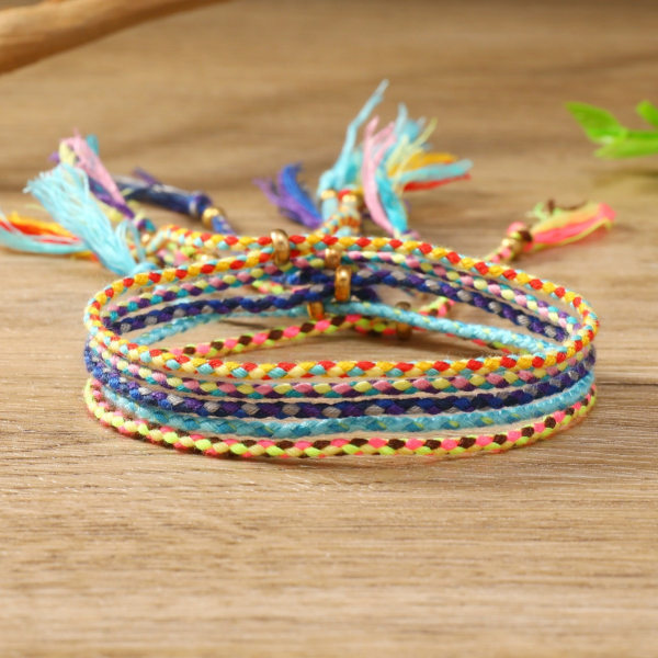 2 stk farverige enkle boheme etnisk stil smykker armbånd sæt