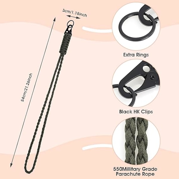 Lanyard Nøkkelring Heavy Duty Flettet Nøkkelring Lanyard Halsstropp C