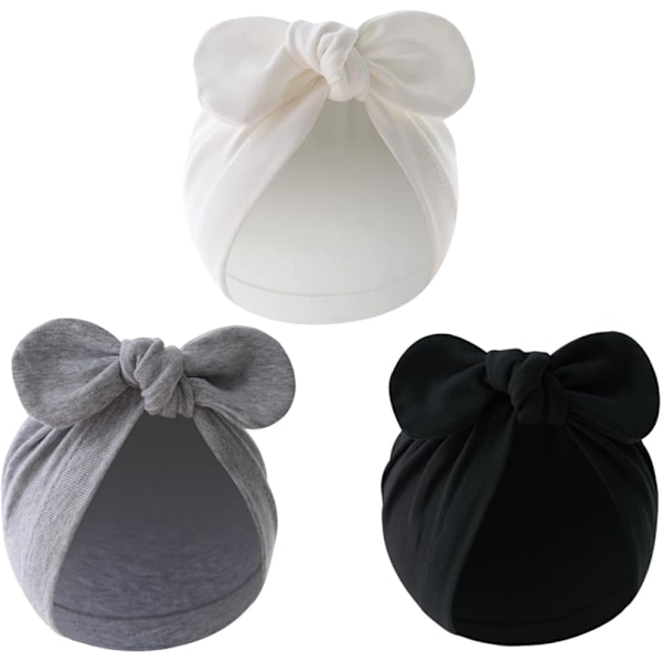 Pieces Nyfødt Baby Bowknot Turban Hatte Strækbar Bomuldshue Åndbar Varme Hatte Sløjfebind Kasketter Beanies til Nyfødt Baby