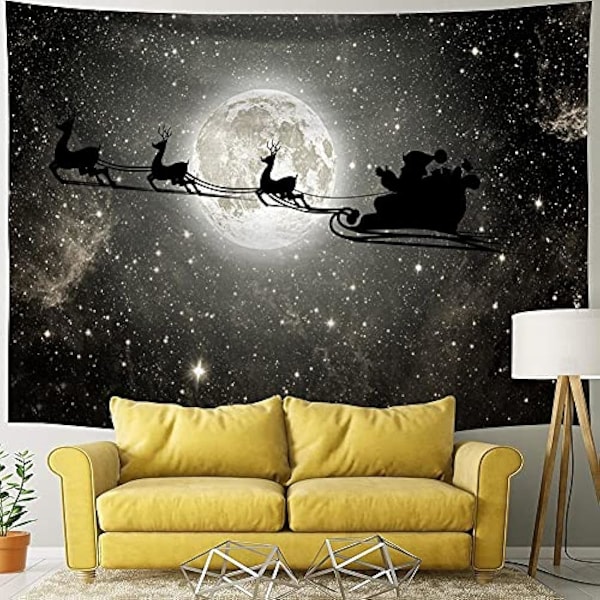 51 x 60 Tums Julväggbonad Måne Svart Stjärnhimmel Rensa Julväggbonad Polyester Väggbonader för Hem Sovrum