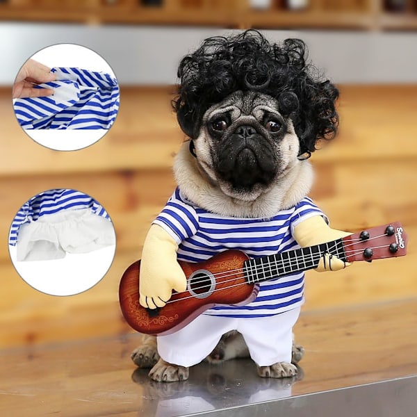Rolig gitarr hund kostymer husdjur kläder hund kläder kostym Chihuahua Teddy mops jul fest Hallow
