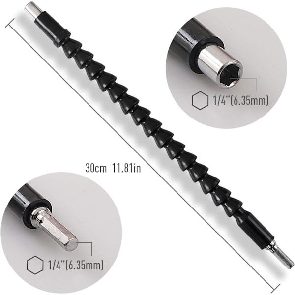 1/4\" Borrbitsförlängningssats, 2 Flexibla Förlängningsstavar, 3 Snabbväxlande Magnetiska Bitshållare