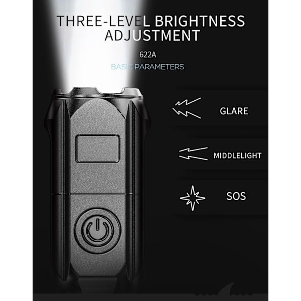 Genopladelig LED-lommelygte, ultra kraftig 3 lystilstande