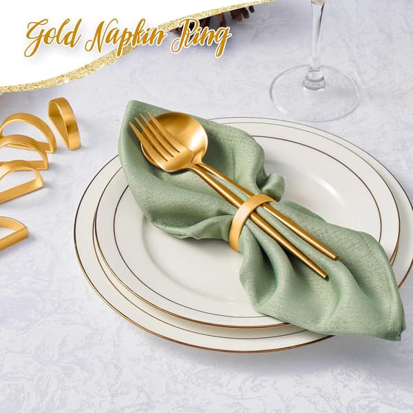 12 stk. Guld Servietringe Rustfrit Stål Servietringe Metal Servietringholdere Servietspænder Metallic Pynt
