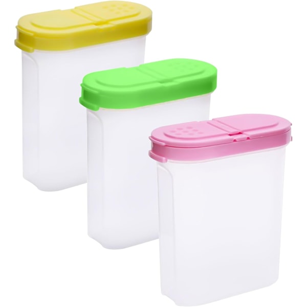 250ml Kryddbox med Två Öppningar 3 Delar Bulk Kryddförvaringslådor PP Kryddburk Kryddburkar för Camping Förvaring Kryddor Salt Peppar Socker