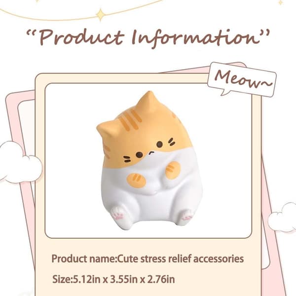 Søde katte stressbolde Squishy legetøj, skumdyreformede stressbolde til børn, elastiske sensoriske bolde festgaver stressaflastningslegetøj