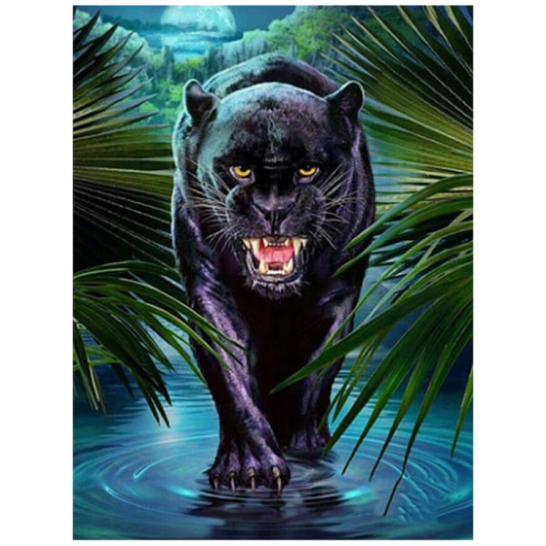 30x40 cm 5D Peinture Diamant DIY Complet, Black Panther dekor