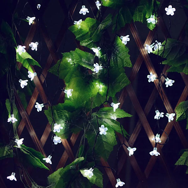 50LED aurinkokennovalosarja Kirsikkapuun keijuketju 50LED 8 tilaa Vedenpitävä Ulkopuutarha Krist