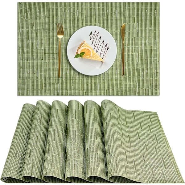 (Vihreä) 6 pestävän tabletin setti, PVC-tabletit, liukumattomat ja lämmönkestävät, helppo puhdistaa ja säilyttää, keittiöön, ruokasaliin, ravintolaan, 30 x 45