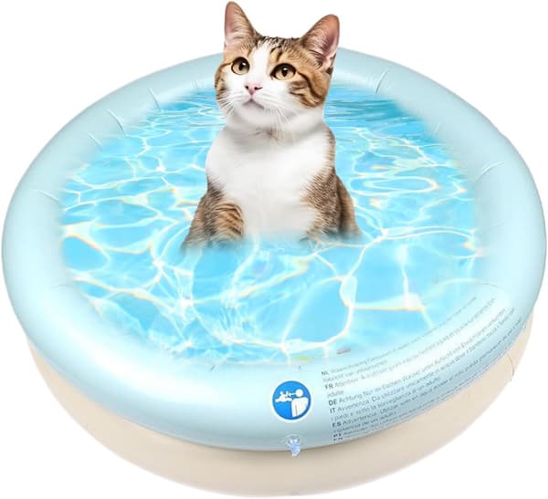 Sammenleggbart Hundebasseng - Bærbart PVC Hundebasseng, Sammenleggbart Oppblåsbart Badekar for Små og Mellomstore Katter, Innendørs Utendørs