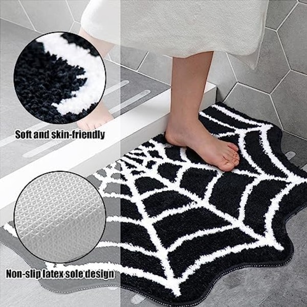 Spindelvävsbadmatta, 40*60cm Halloween Badmatta Halksäker Matta Spindelvävsmatta Maskintvättbar Goth Badmatta Area Mattor Got