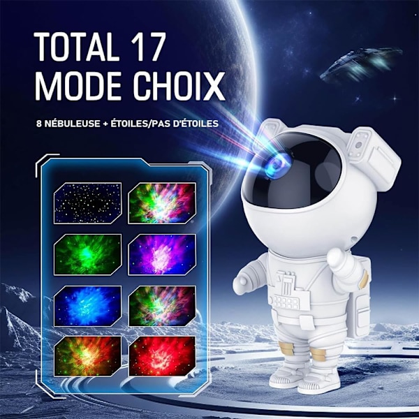 Astronaut Projektor, Astronaut Stjernehimmel Projektor med Nebula og Stjerne, Timer, Fjernbetjening og Justerbar Vinkel, Natlampe, Galaxy Projektor Vær