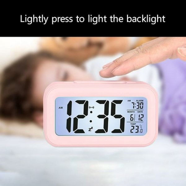 2 individuella digitala väckarklockor med bakgrundsbelyst LCD-skärm