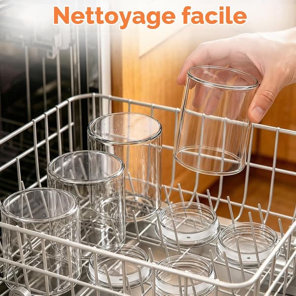 4 ilmatiiviin lasipurkin setti 300 ml, pyöreät lasipurkit kansilla, 60 ml lasikannella