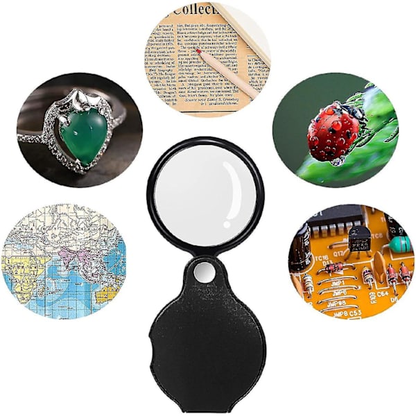 5 st 10x Mini Förstoringsglas Fällbar Fickförstoringsglas